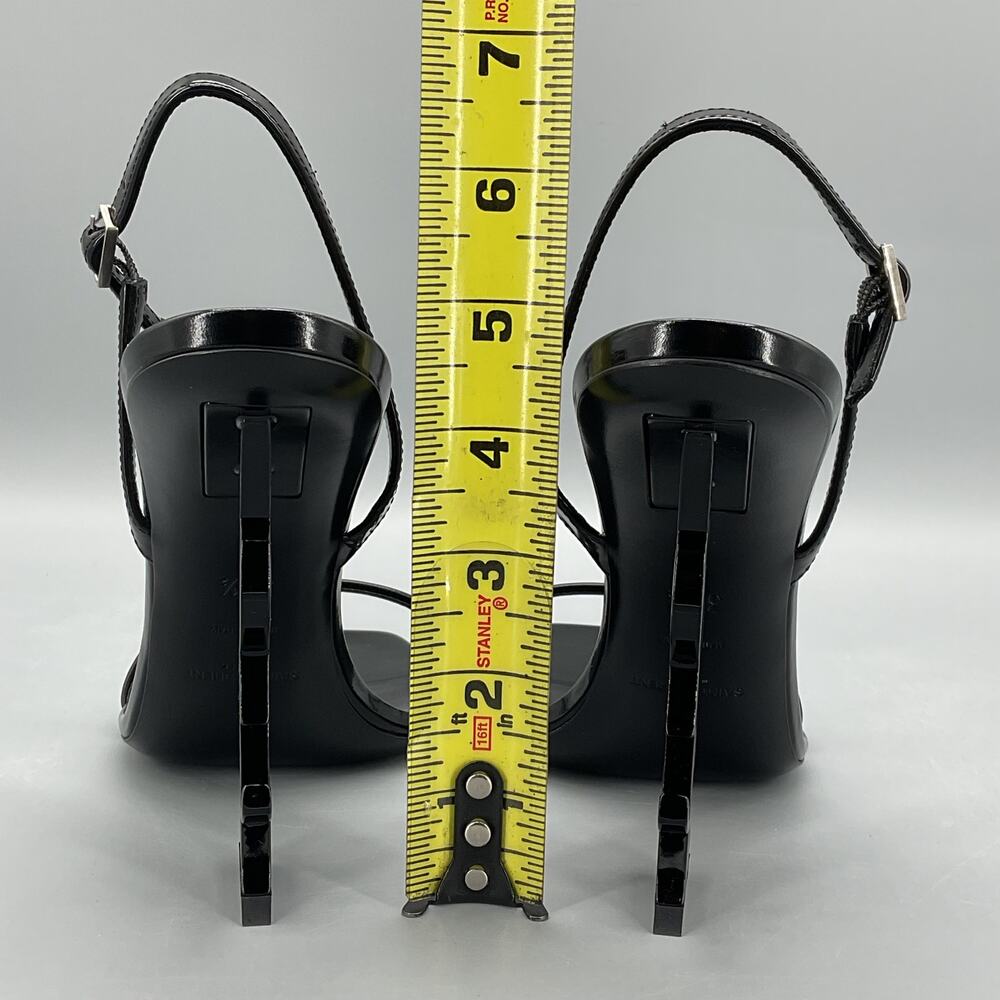 NEW Saint Laurent Women 110mm Opyum YSL Patent Leather Sandal Black 9.5/39.5 - Picture 4 of 10